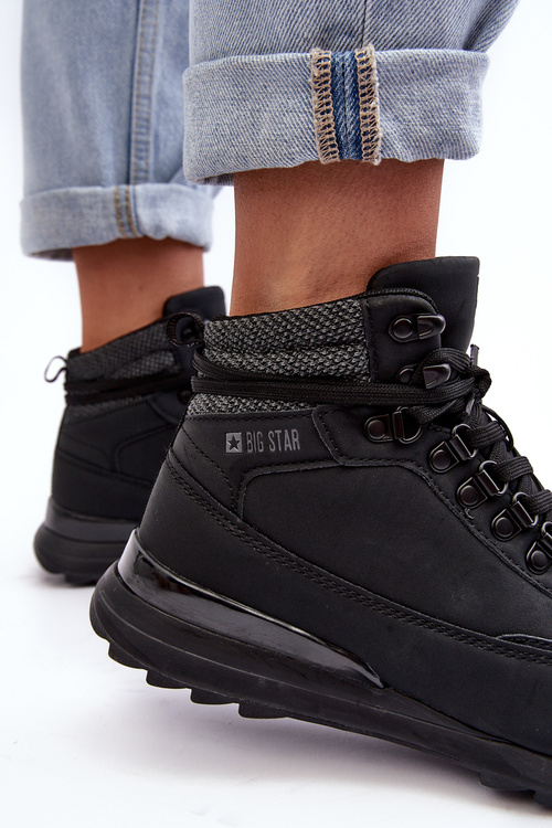 Tmavé šněrovací trekingové boty Big Star MM274677