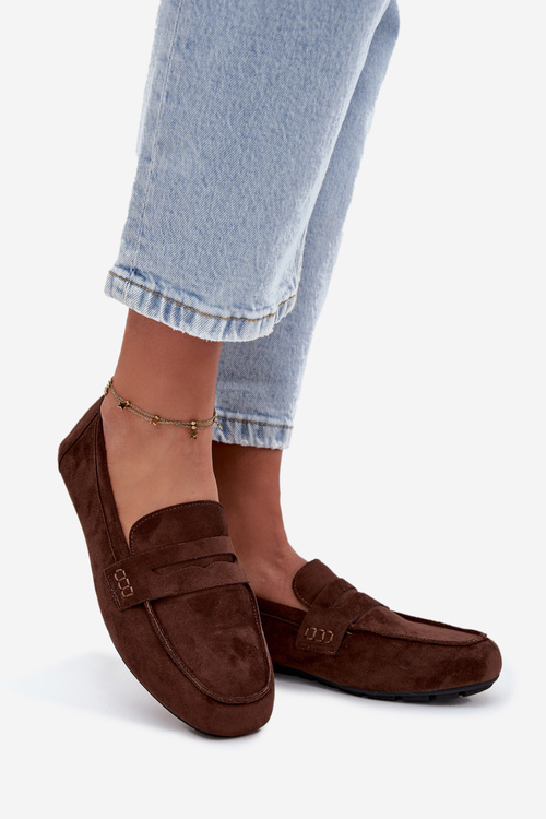 Loafery Mokasíny Dámske Ploché Tmavohnedé Soreline