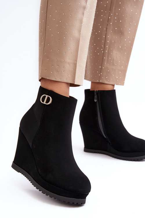 Ženské kliny s malou dekoráciou čierna Bertolina