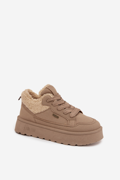 Dámské Tenisky Na Platformě S Beránkem Big Star SS274105 Béžové