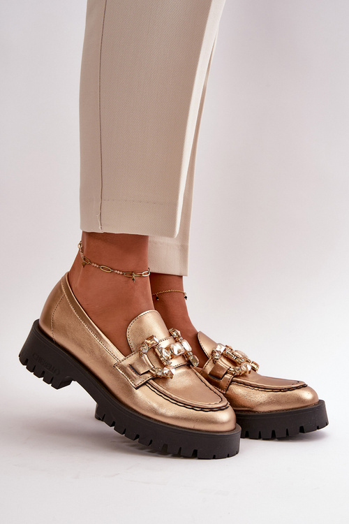 Dámske Kožené Mokasíny s Ozdobou CheBello 4369 Bežové