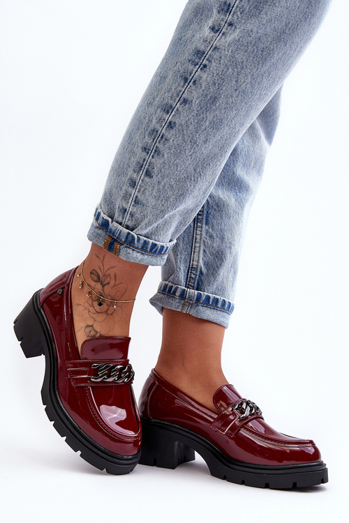 Dámské Laky Polobotky Na Nízkém Podpatku Bordové Blimma