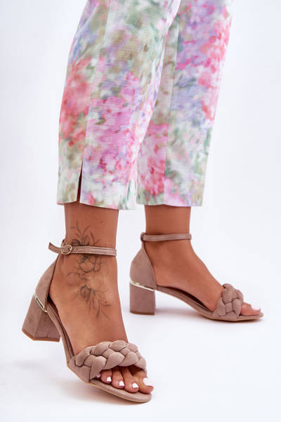 Kožené Sandály S Copánkem Tmavě Hnědým Essenza