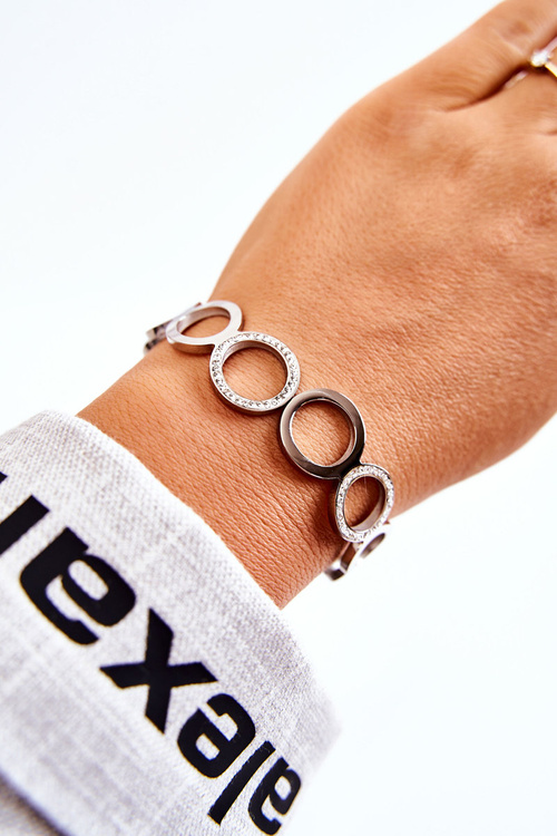 Dámsky oceľový náramok s zirkónmi strieborná viera