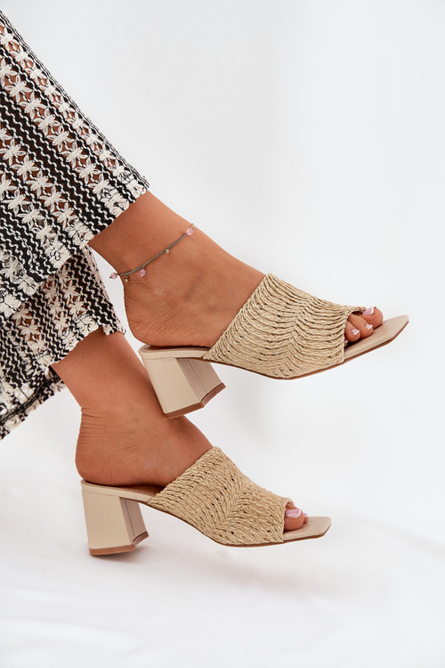 Dámske Sandále S Pletením Na Opätku Béžové Ciariloria