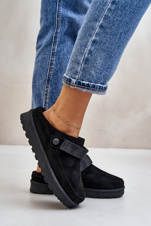 Dámske Šľapky Zateplené Kožušinou Na Platforme Čierne Azida