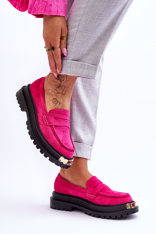 Klasické semišové mokasíry s ozdobou Fuksia Monaro