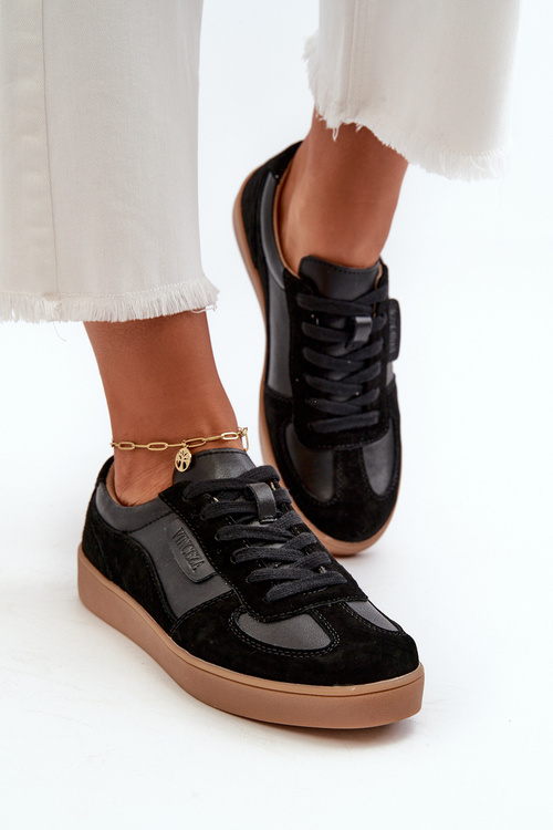 Dámské černé kožené tenisky Vinceza 7333