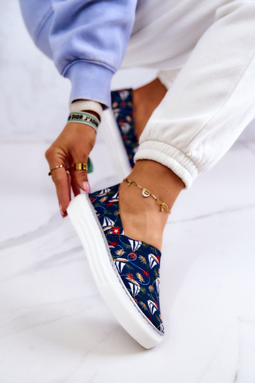 Dámska sklz na pamäťovú penu veľká hviezda JJ276016 Navy Blue tenisky