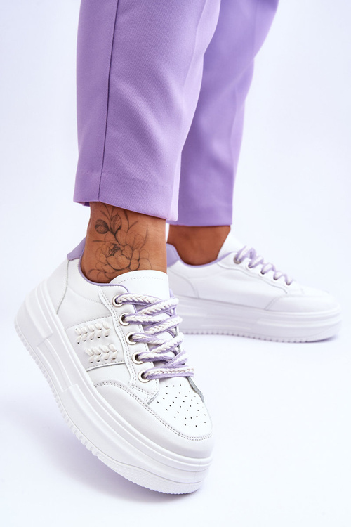 Módní dámské tenisky na platformě Bílo-fialová Claribel