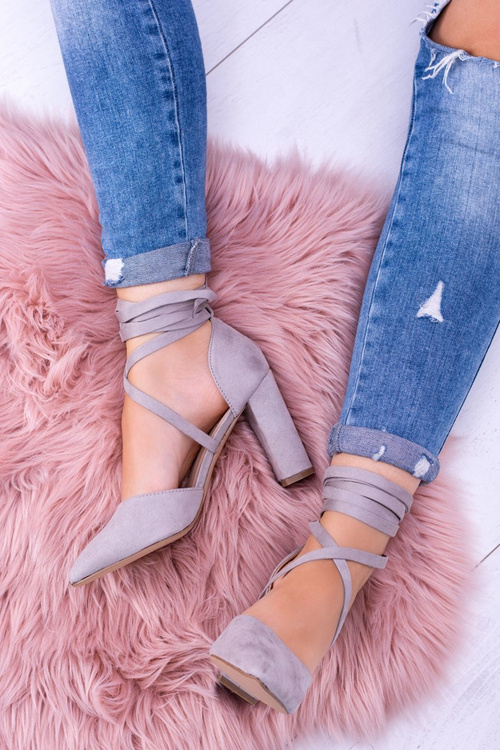 Dámské lodičky na podpatku eko-semiš šedé Demmi