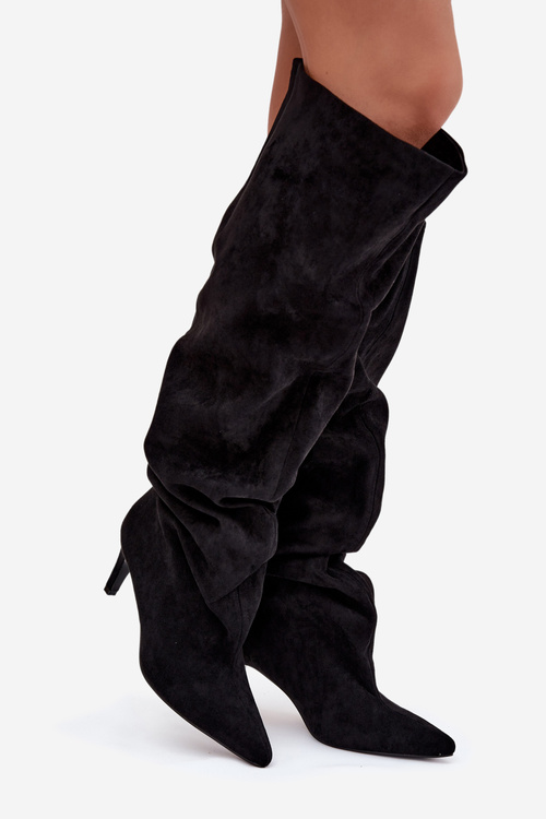 Dámske čižmy na podpätku na nôžku čierne Mavilla