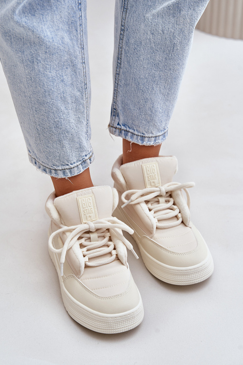 Zateplené dámské tenisky Big Star OO274A531 Krémové