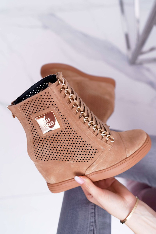 Dámská Obuv Sneakers Lu Boo Semišové Perforované Camel Clamma