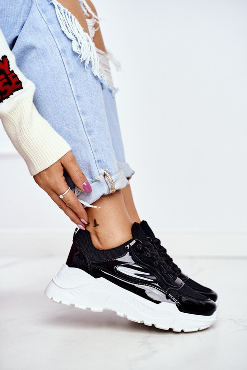 Dámská Sportovní Obuv lakovaná černá Wenson