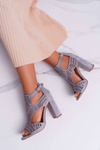 Dámske sandále na post Peep Toe Grey Carmelita