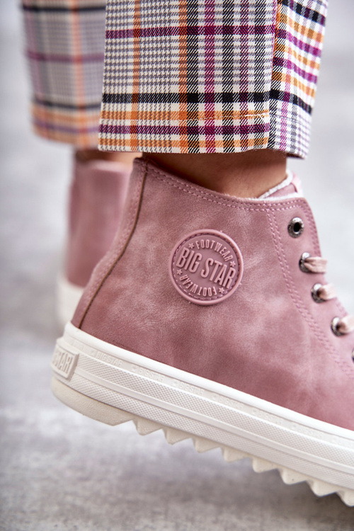 Dámské Tenisky Big Star Vysoké Zateplené Růžové EE274113