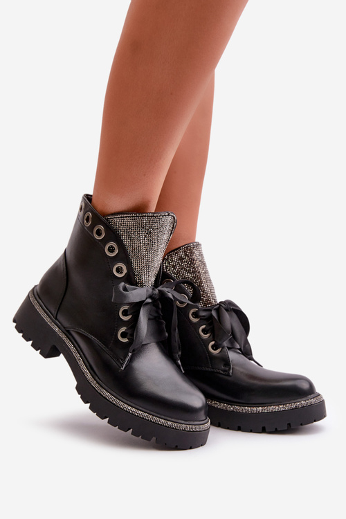 Zdobené Dámske Čižmy Eko Kožené Zateplené Čierne Rilatha