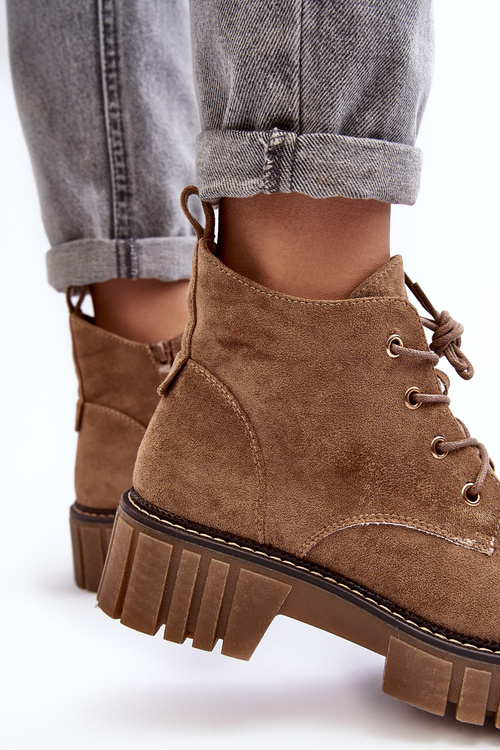 Šněrovací Zateplené Zvršky Z Vlny Tmavě Hnědé