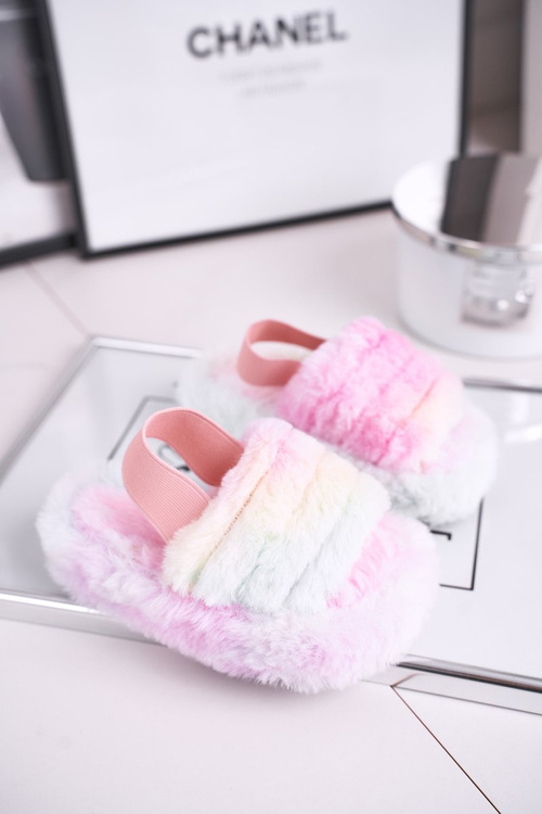 Dětské nazouváky s kožešinou barevné Fluffy 