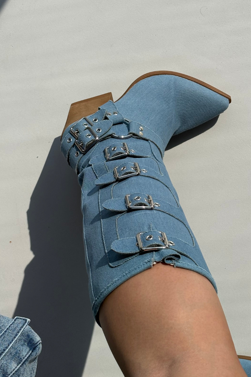 Fivelle Džíny Kovbojky Na Podpatku S Klamrami