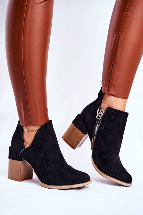 Dámské Kotníkové Boty Na Podpatku Černé Oříznuté Meliori