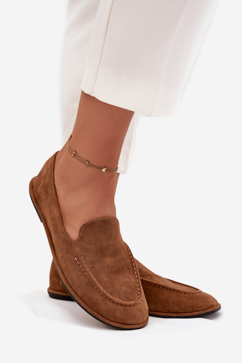 Dámské mokasíny z eko semiše ploché Camel Miryelle