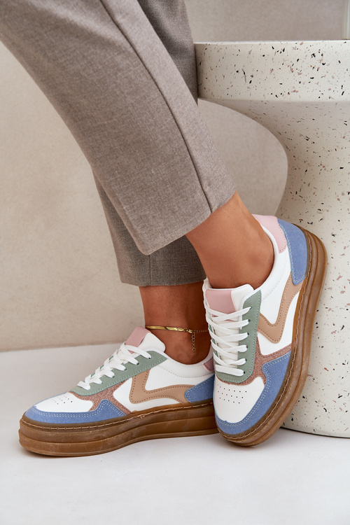 Dámské tenisky s třpytkami na platformě modré Annines