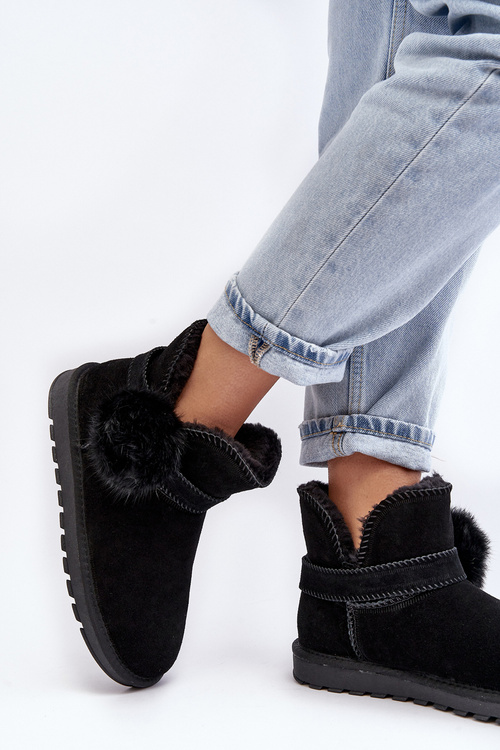 Dámske semišové snehové topánky s čiernymi výrezmi Eraclio