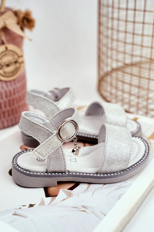 Detské sandále pre suchý suchý suchý strieborný trblietky