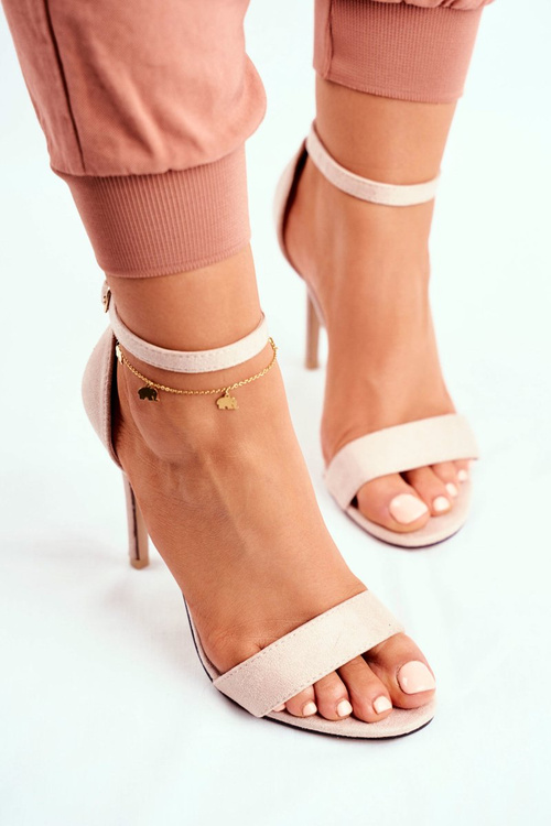 Semišové Sandály Na Podpatku Béžové Liberty