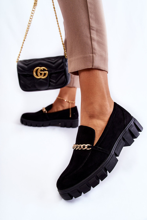 Semišové topánky s reťazou čierna Anne