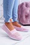 Ženské čipkové práškové baleríny ružové citlivé