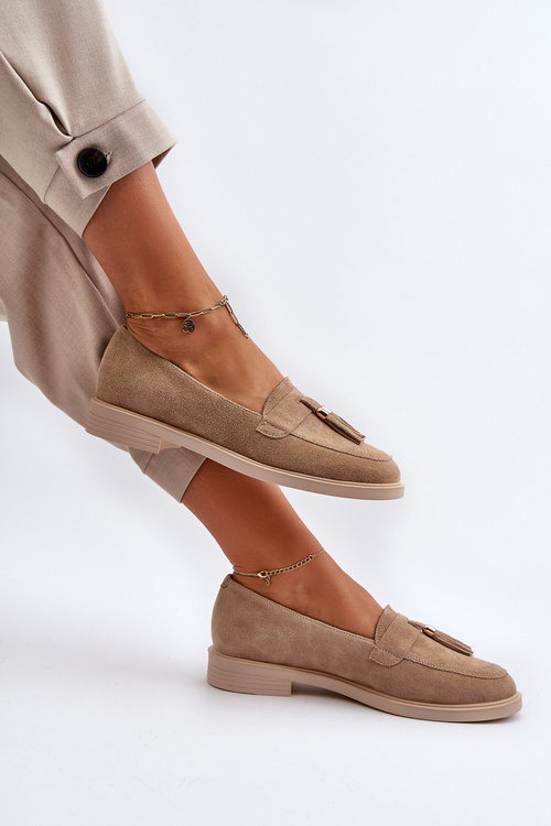 Bežové Dámske Mokasíny Na Plochej Päte Zazoo 3420