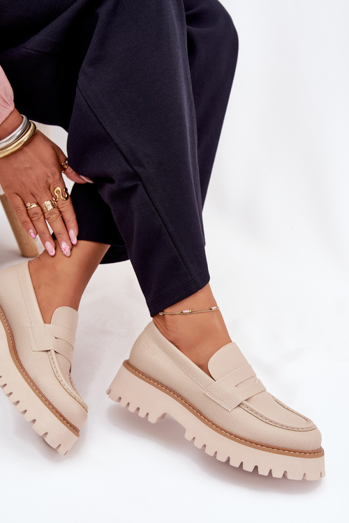 Dámské Mokasíny Na Platformě A Plochém Podpatku Big Star NN274050 Béžové