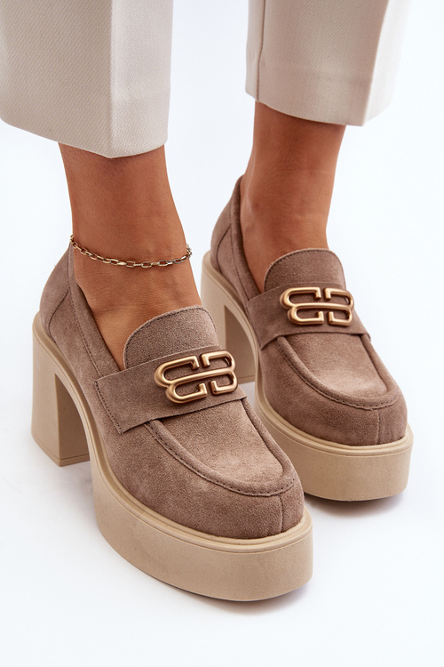 Zazoo 20170 Dámské Semišové Polobotky na Podpatku Beige