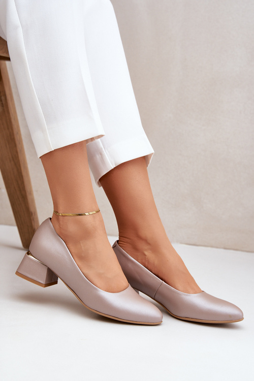 Kožené lodičky Lewski 3118 Tmavobéžové