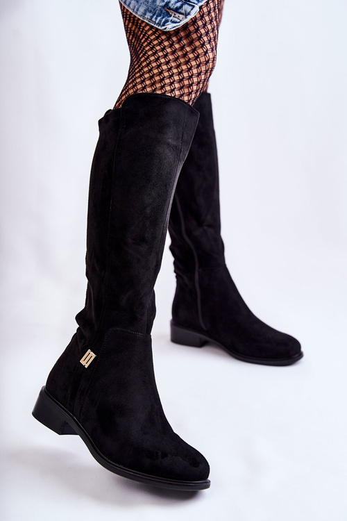 Semišové ploché boty černé Giulia