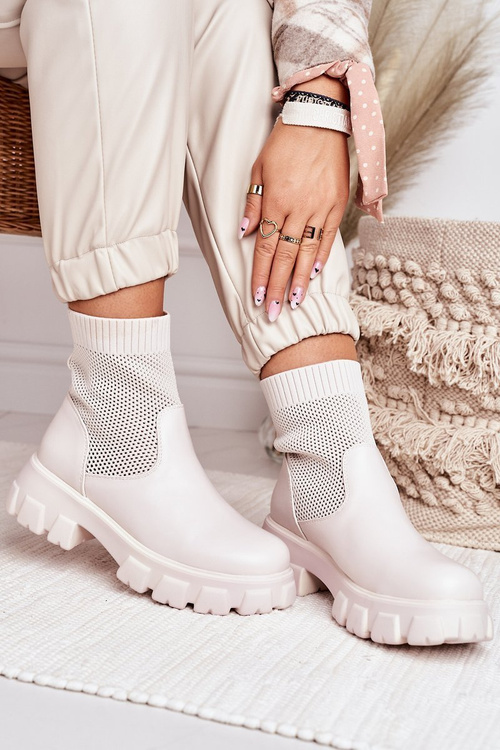 Ženské ponožkové topánky pracovné topánky ecru búrlivé