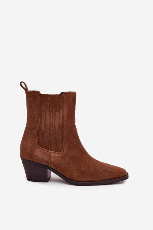 Semišové Dámske Čižmy Na Opätku Zateplené Camel Arelia