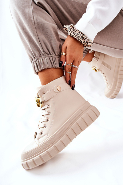 Vysoké tenisky na platforme Beige Standies