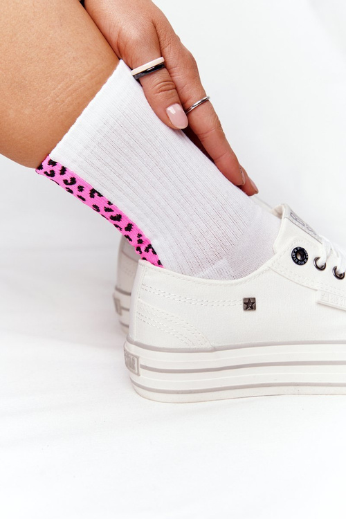 Dámské Tenisky Na Vysokou Podrážkou BIG STAR HH274052 Bile