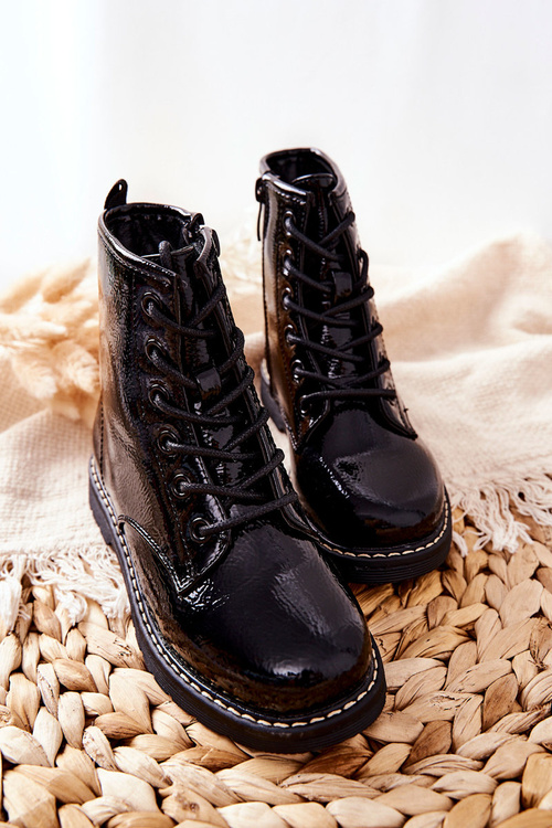 Izolované patentované topánky pre deti čierny gess