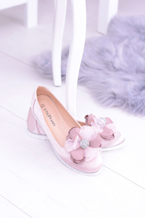 Velvet růžové balerína s velkým květem Fumiko