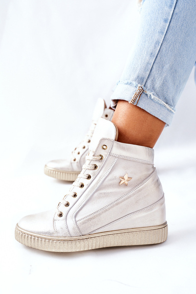 Dámska športová kožená topánky Lewski Złote 3079