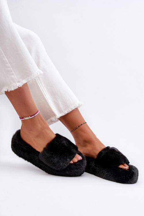 Dámske futrované papuče čierne Stepia