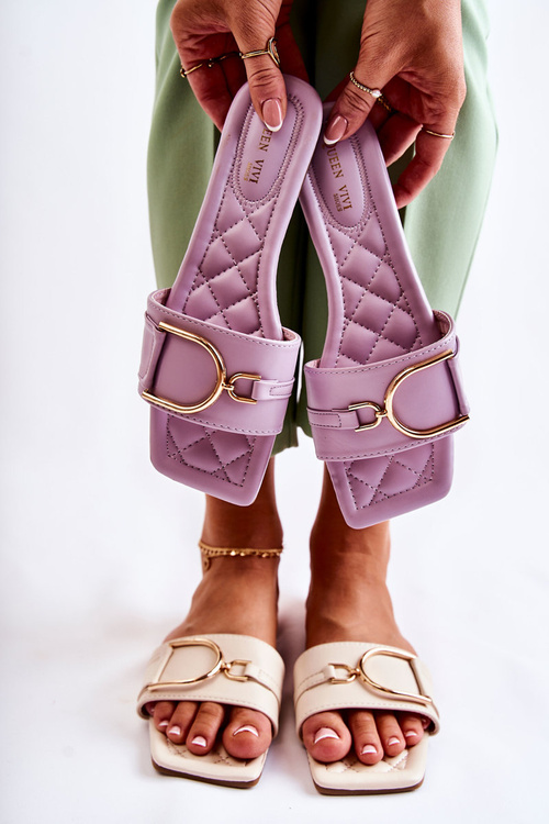 Dámska kožená klasická flip -flops s dekoráciou shilla