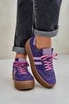Zazoo N1068S4 Dámské semišové sneakersy na platformě tmavě fialové