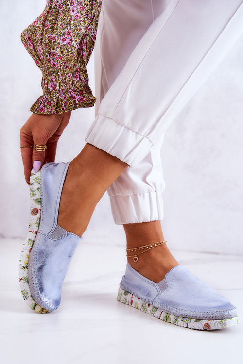 Dámska šmykľavka kožená topánky Maciejka 03512-40 svetlo modrá