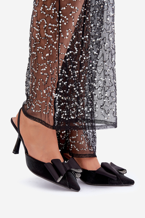 Textilní Lodičky S Mašlí Černé Selatea